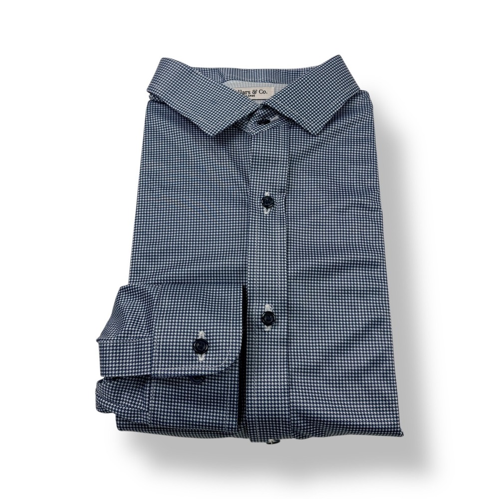 Collars & Co Mens X-Large Dress Collar‎ Button Up Shirt Blue Gingham Polyester